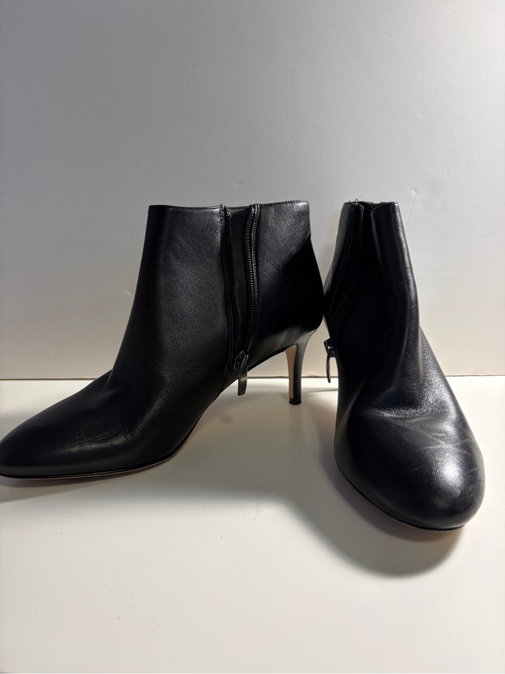Via Spiga Black Leather Ankle Booties with Side Zip